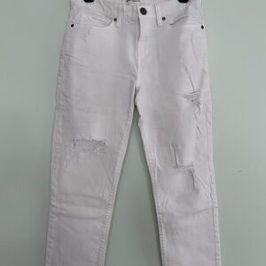 White Distressed Crop Skinny Jeans